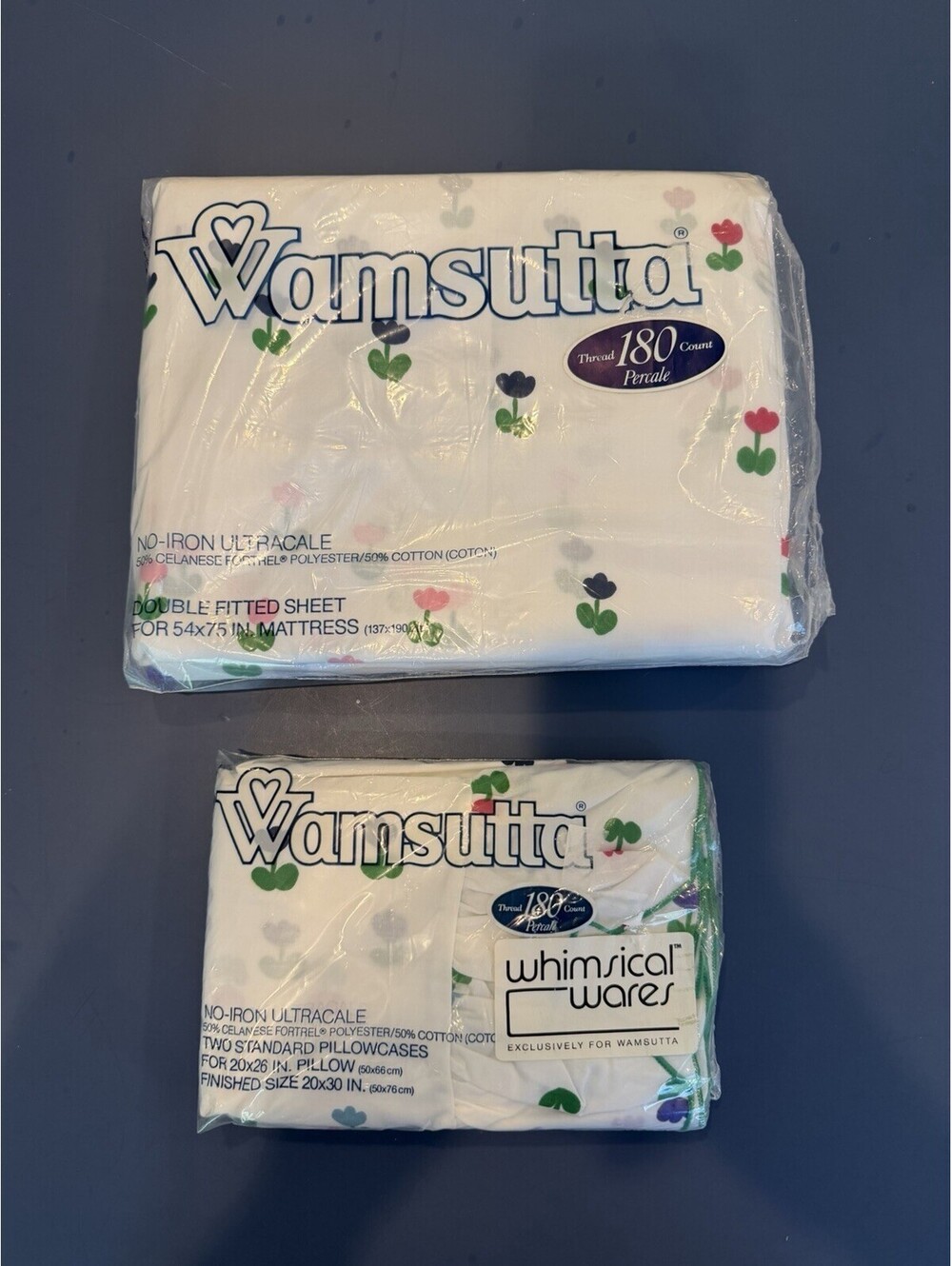 Vtg Wamsutta Floral Ultrcale Percale Dbl Sheets And 2 Pillowcases New Sealed